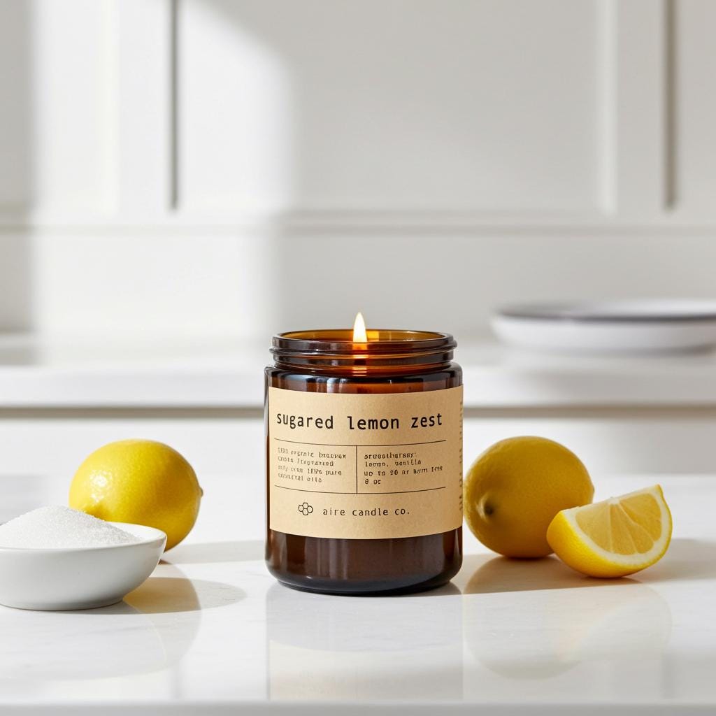 Sugared Lemon Zest Beeswax Candle
